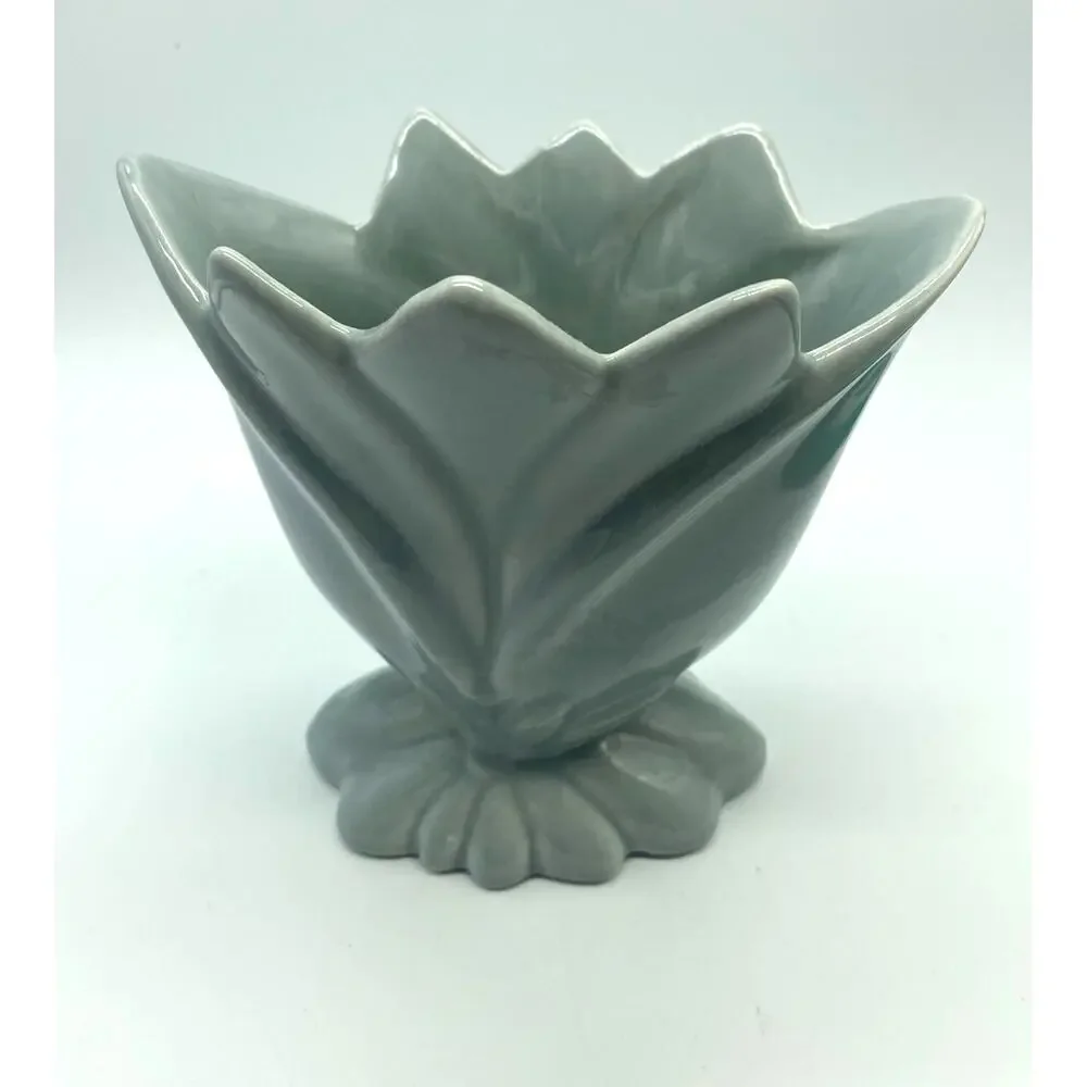 Haeger Pottery‎ light Gray Fan Tulip Vase1948 Vintage rare